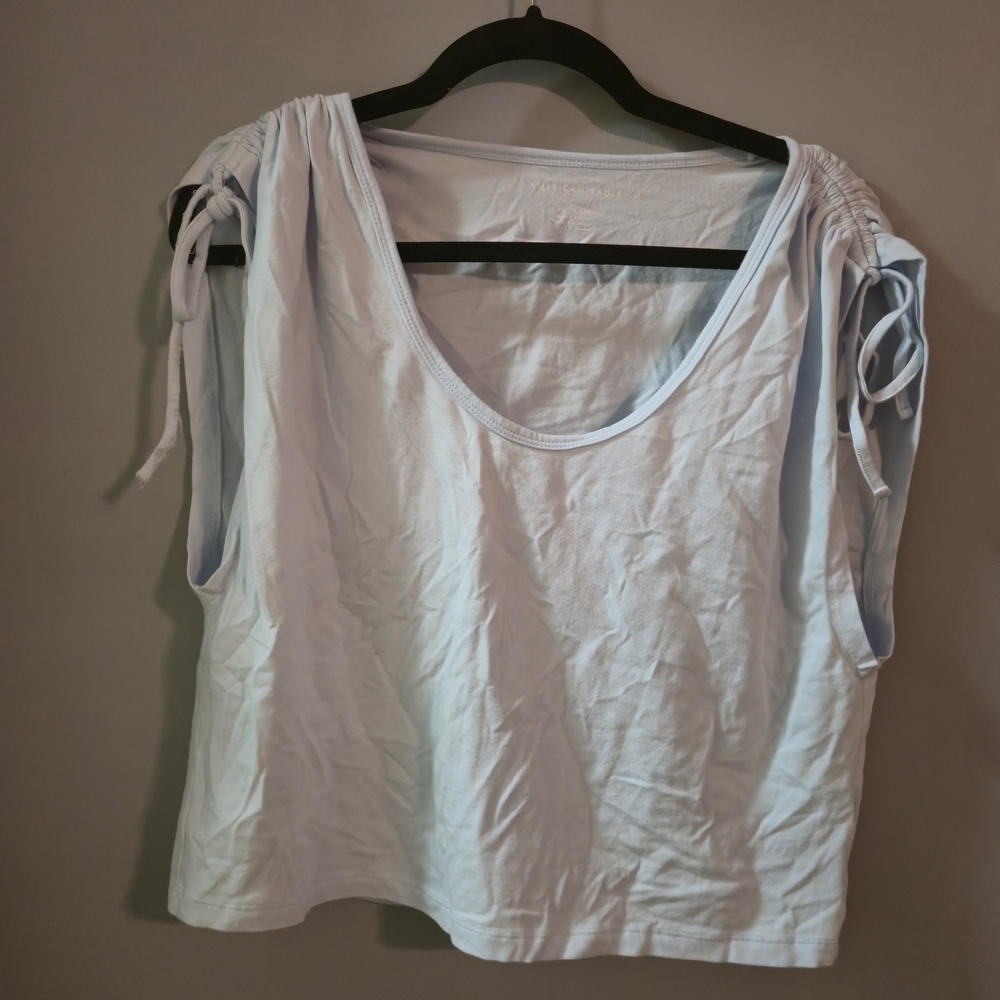 XL American Eagle Light Blue Crop Top Tie Shoulder Tank Top Sleeveless Y2k 90s